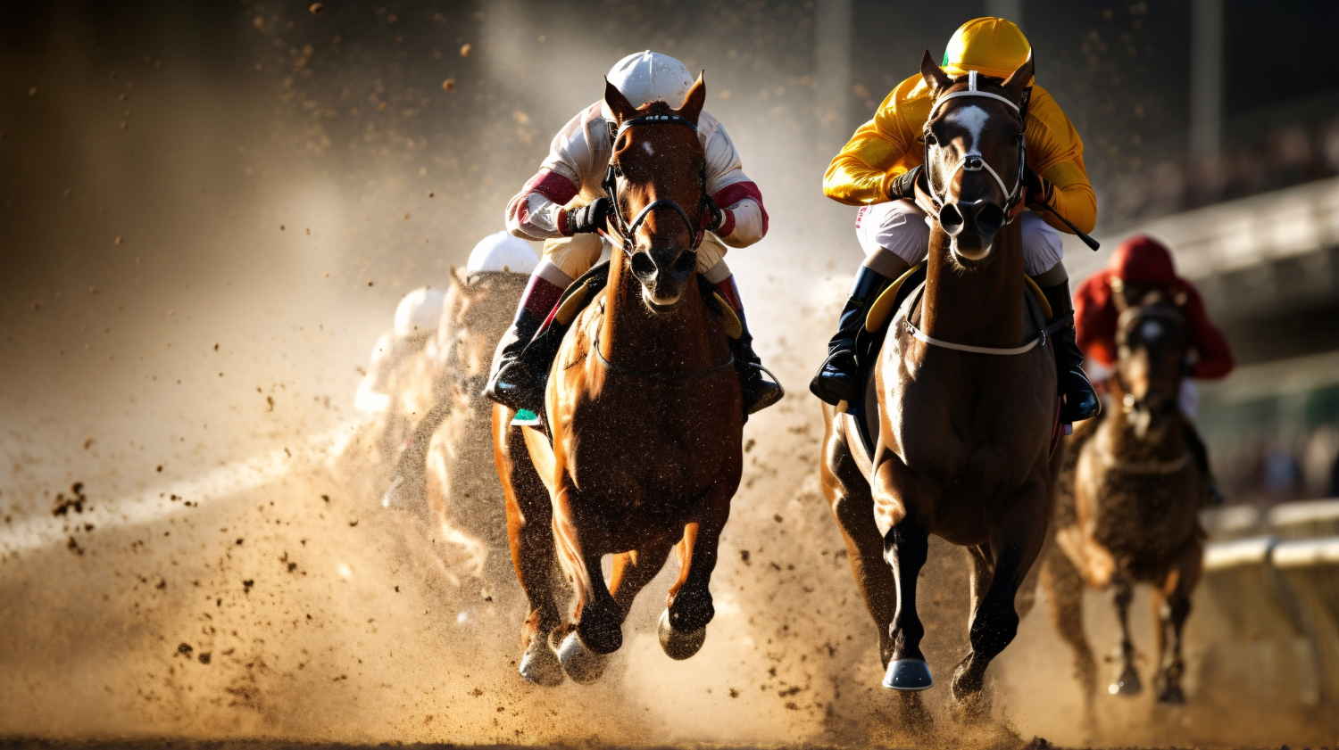 [Jugadores apostando en caballos]